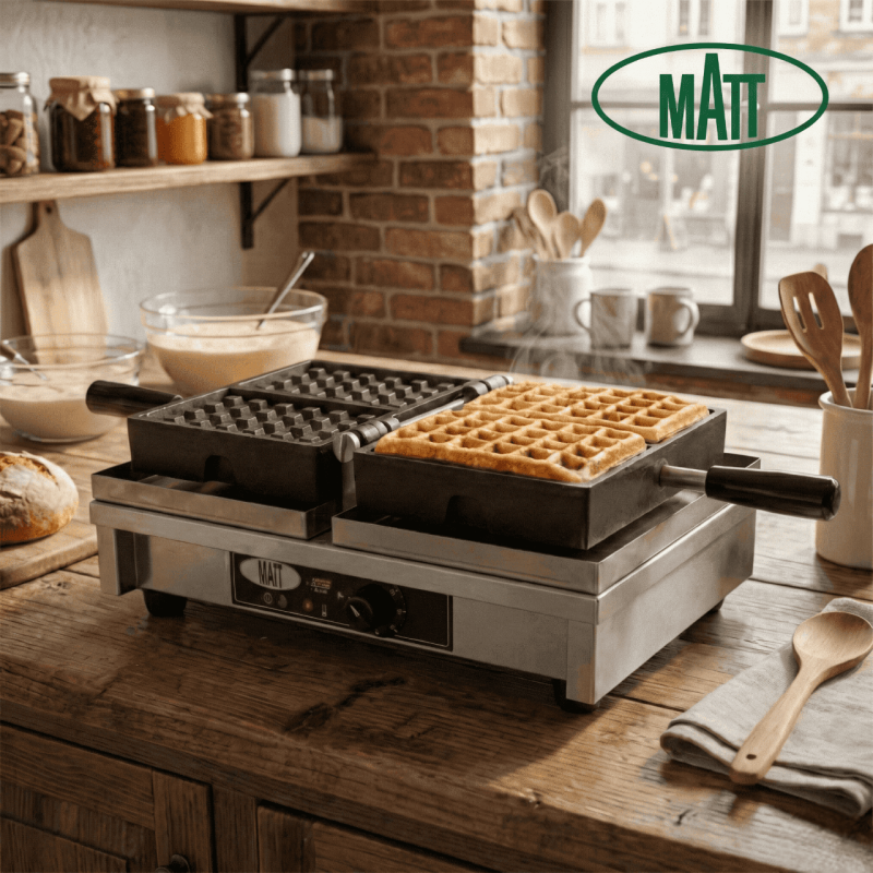 Eenvoudige Brusselse wafelijzer Matt / Krampouz 4x6| Gratis Bezorging