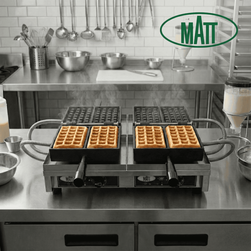 Dubbele Brusselse wafelijzer Matt/Krampouz | Gratis Levering