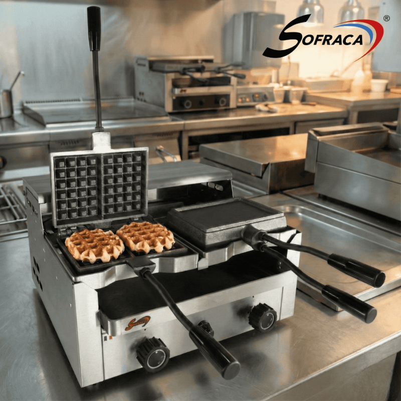Dubbele Luikse wafelijzer op gas van Sofraca | Gratis Bezorging