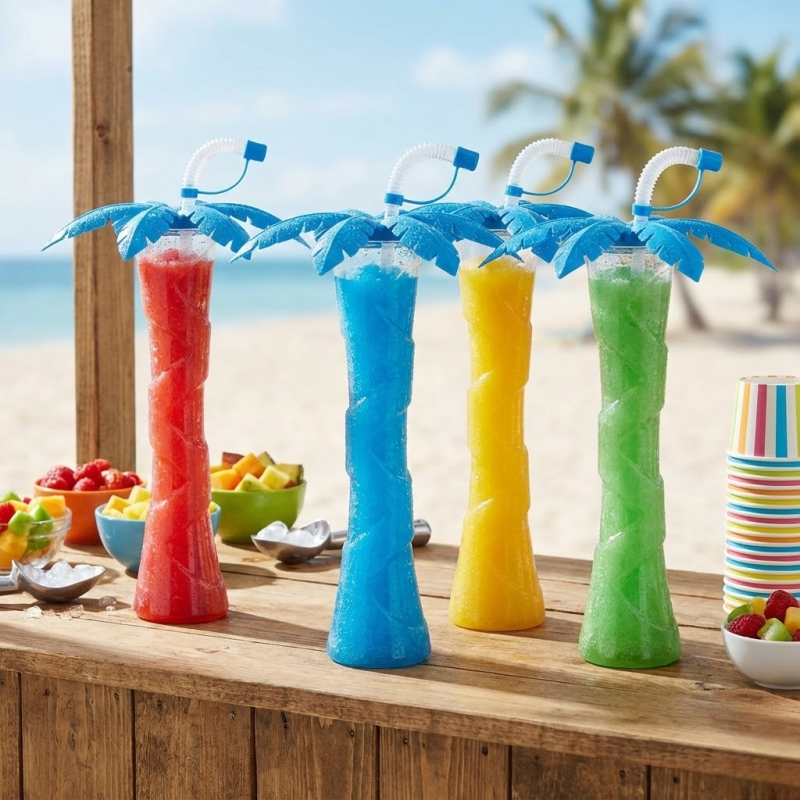 Blauwe palmboomvormige granita-fles - 54 St