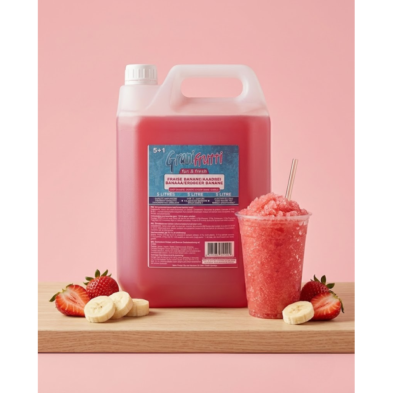 Siroop voor granita met aardbei-banaan smaak 5L